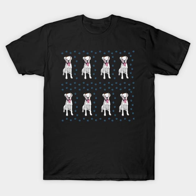 White Boxer dog cute pattern T-Shirt by Maful